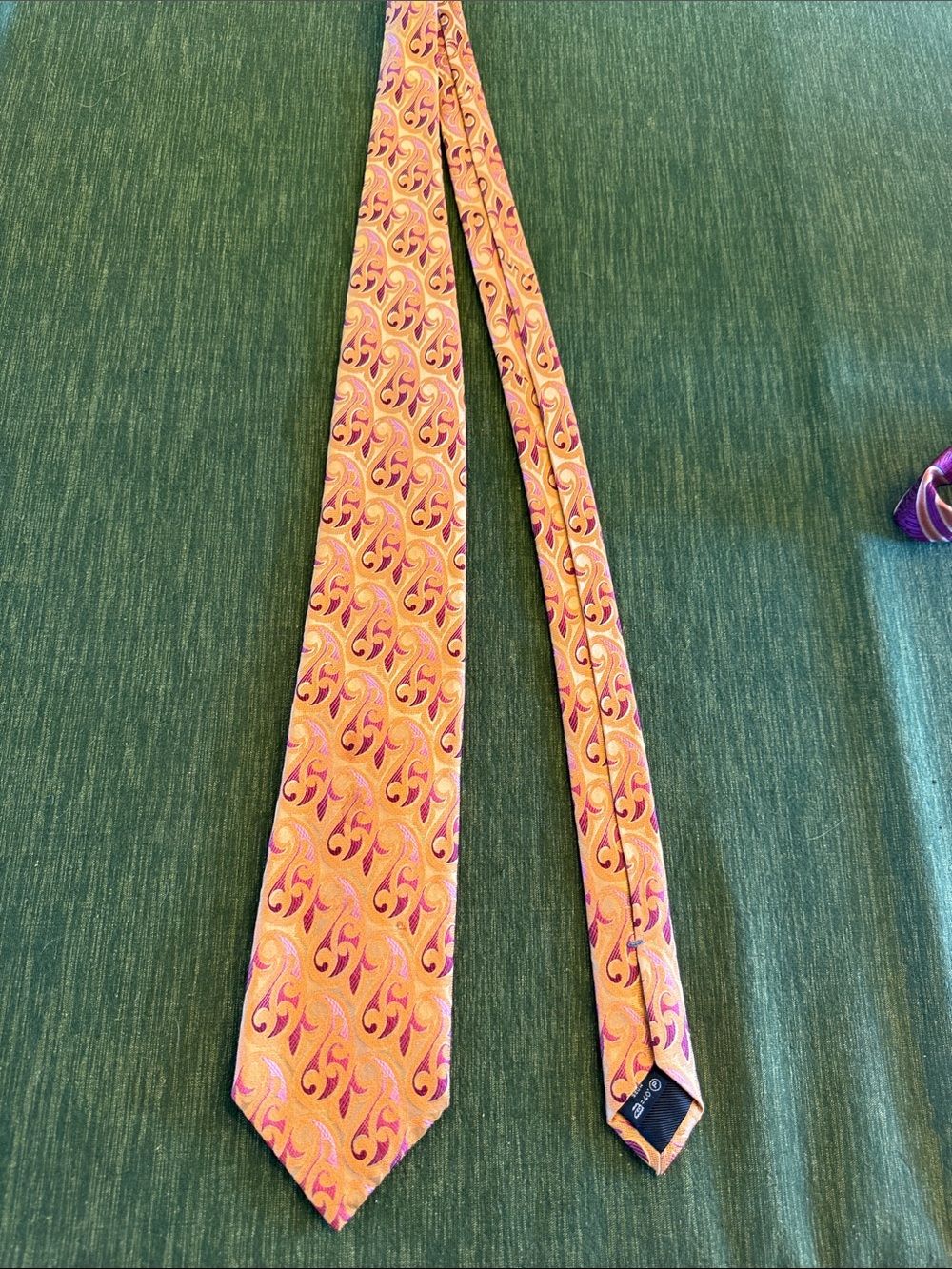 Ermenegildo Zegna Pink and Orange Patterned Men's Tie